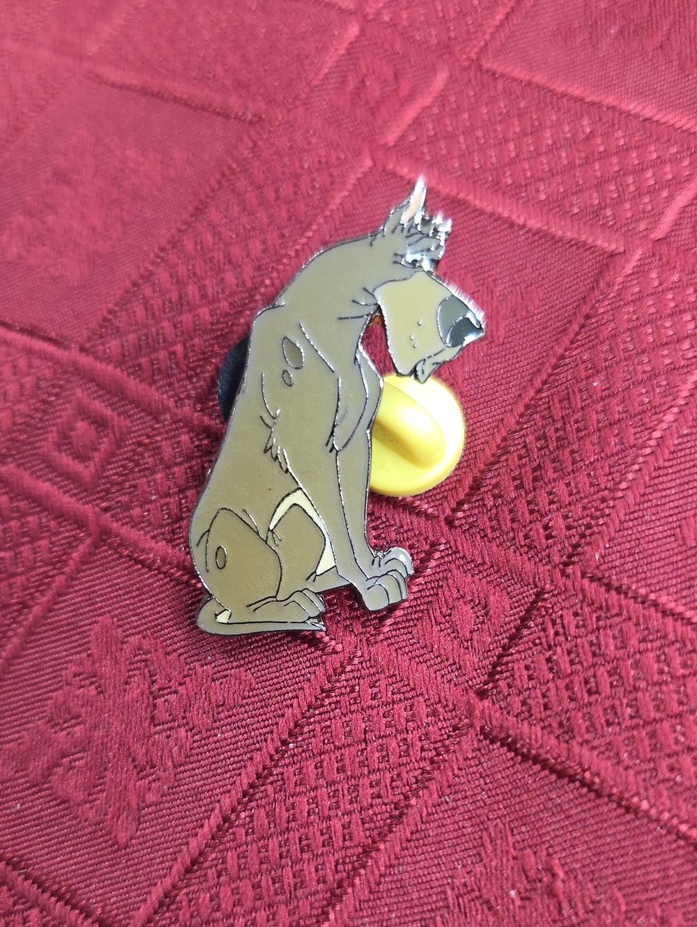 Disney Gray Dog Enamel Pin with Yellow Clutch